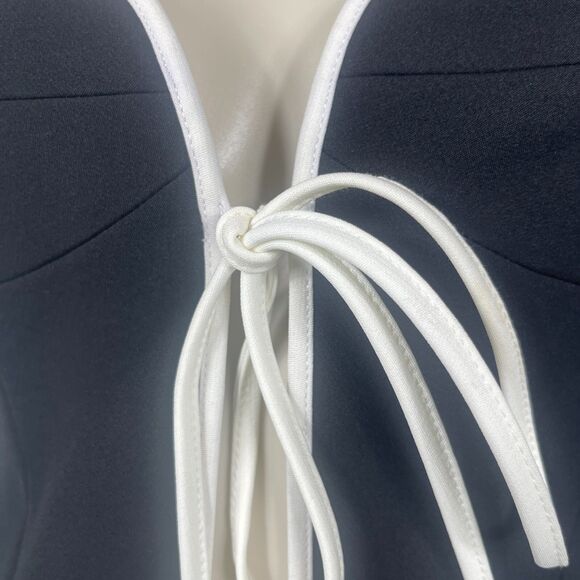 Rumored Crop Top Womens Large Black Stretch Sleeveless Sweetheart Neck Tie Front - Picture 5 of 13